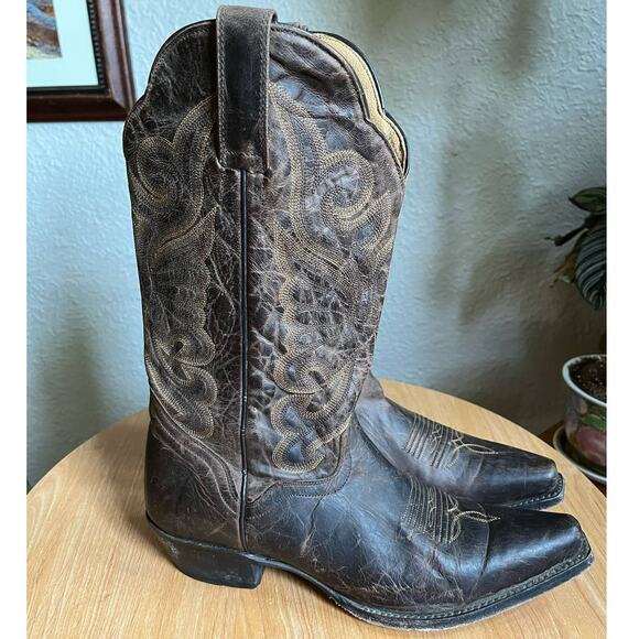 J. B. Dillon Brown Goat Leather Western Boots - Picture 1 of 8